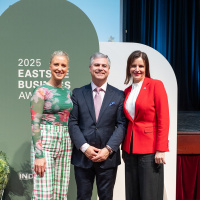 Elspeth Hussey, Mayor Robert Bria, Cressida O'Hanlon MP